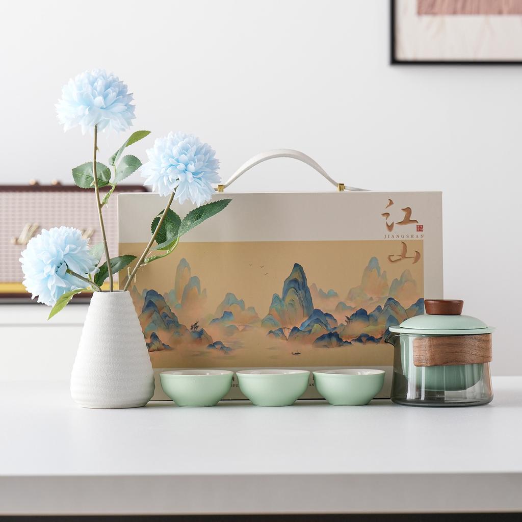 Легкая роскошь, великолепные горы и реки, набор из чайника и трех чашек в подарочной коробке, Запретный город и национальный тренд для отправки на праздник