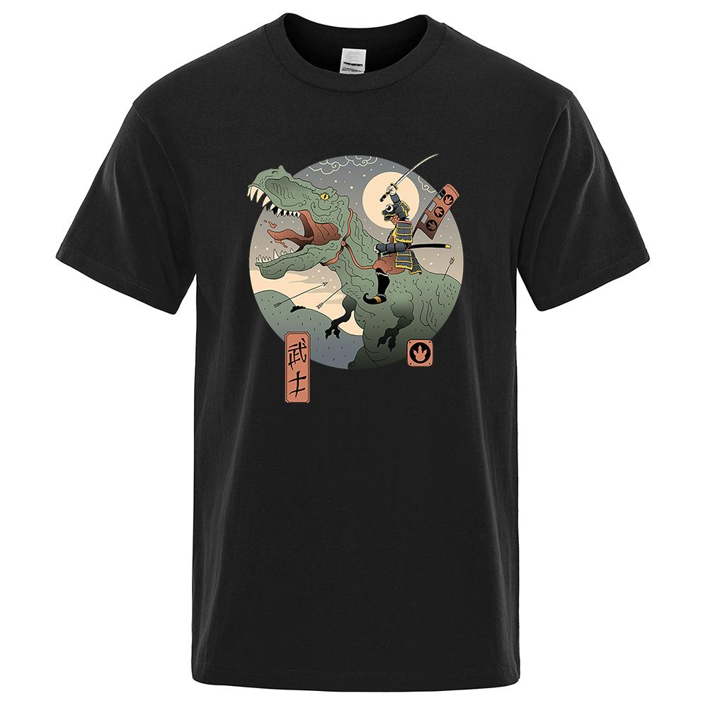 Японская одежда самураев в стиле Харадзюку Ukiyo E Юрского периода, мужская мода, уличная свободная футболка, футболка большого размера, хлопковая футболка