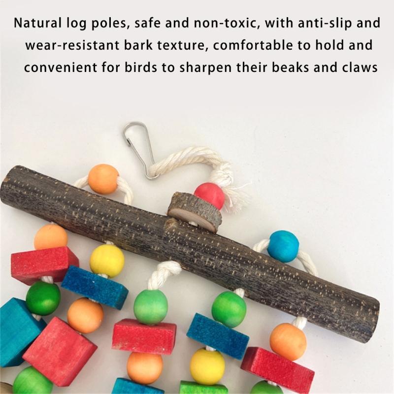 MultiPurpose Bird Chewing Climbing Block Puzzle Toy Natural Wood Perch Random Color Accessories For Parrots Beak Care
