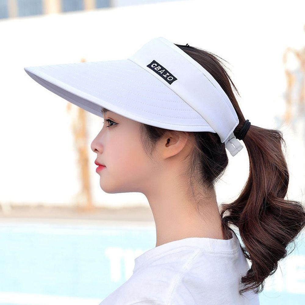 Beach Sunscreen For Women Wide Brim UV Protection Empty Top Hat Korean Style Hat Women Cap Sun Hat