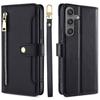 For Samsung Galaxy S24 Case Magnetic Drop-proof Cover Leather Stand Cover with 2 Straps
