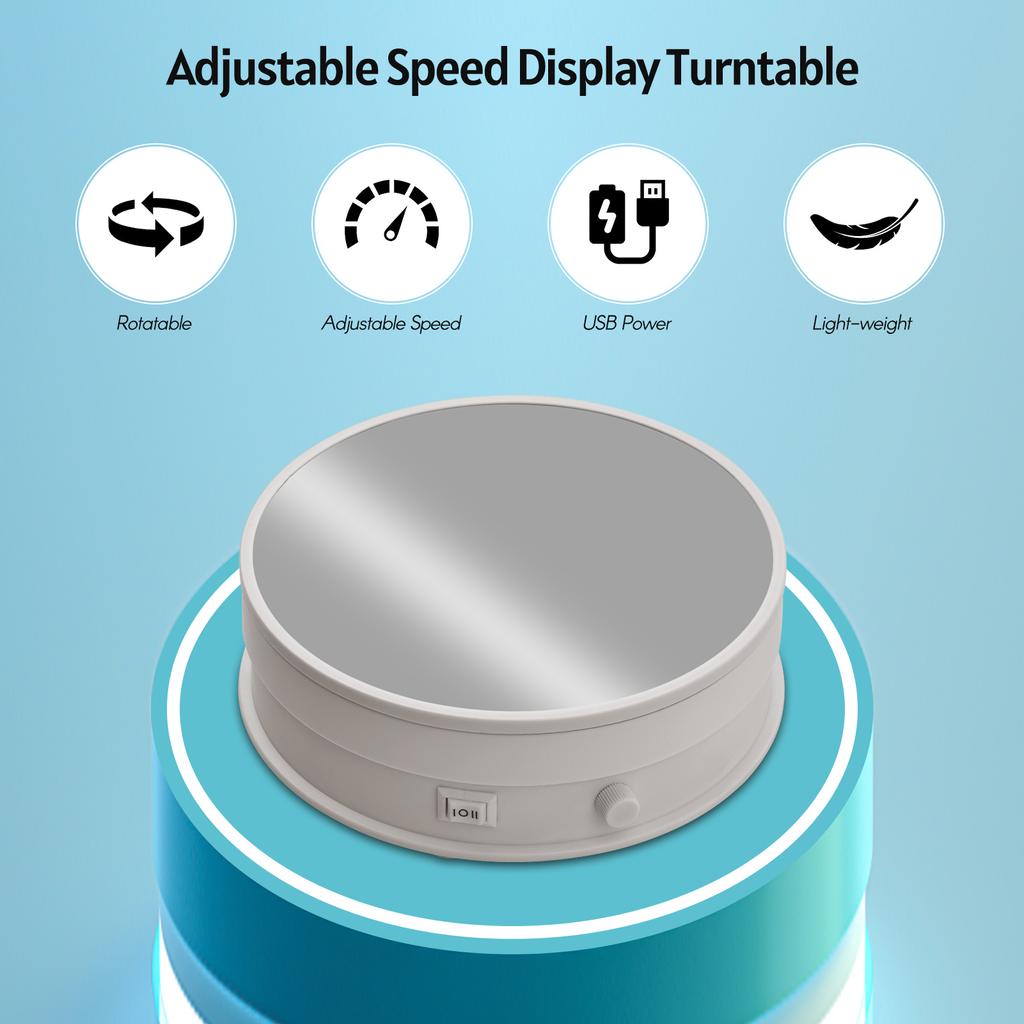 Andoer 6-inch Mirror Display Turntable Stand Motorized 360 Degrees Rotating 17-30S/R Stepless Adjustable