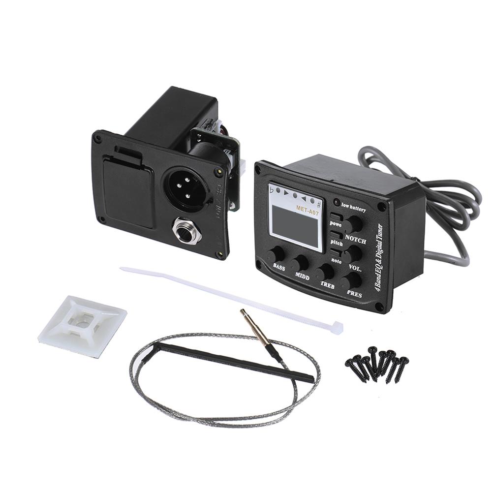 Acoustic Guitar 4-Band EQ Equalizer Tone and Volume Amplifier Preamp Piezo Pickup 6.35mm XLR with Pitch Note Notch Function