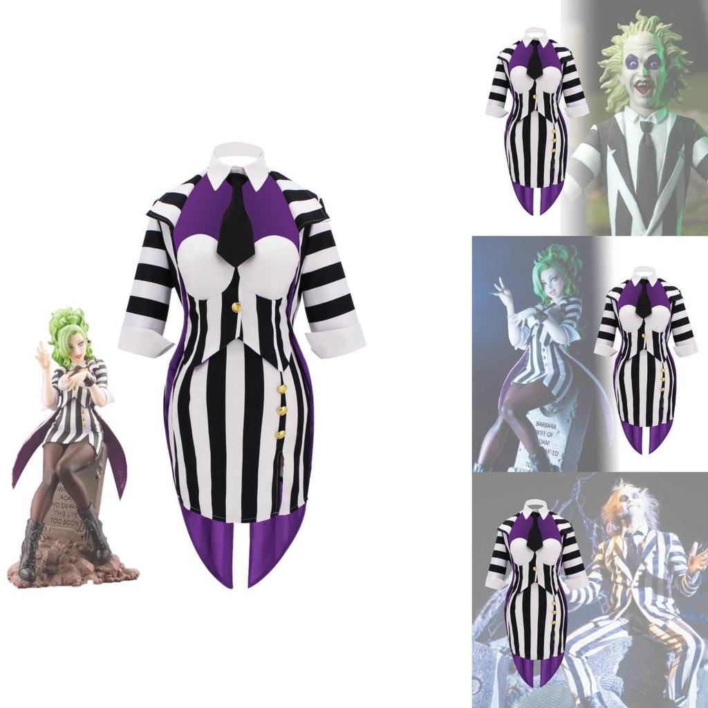 Костюм для косплея в готическом стиле Майкла Китона Битлджус Полиэстеровая ткань