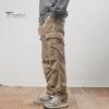 Мужские брюки-карго свободного кроя, однотонные, винтажный стиль, уличный стиль, широкие прямые брюки с несколькими карманами, уличные брюки для путешествий на открытом воздухе