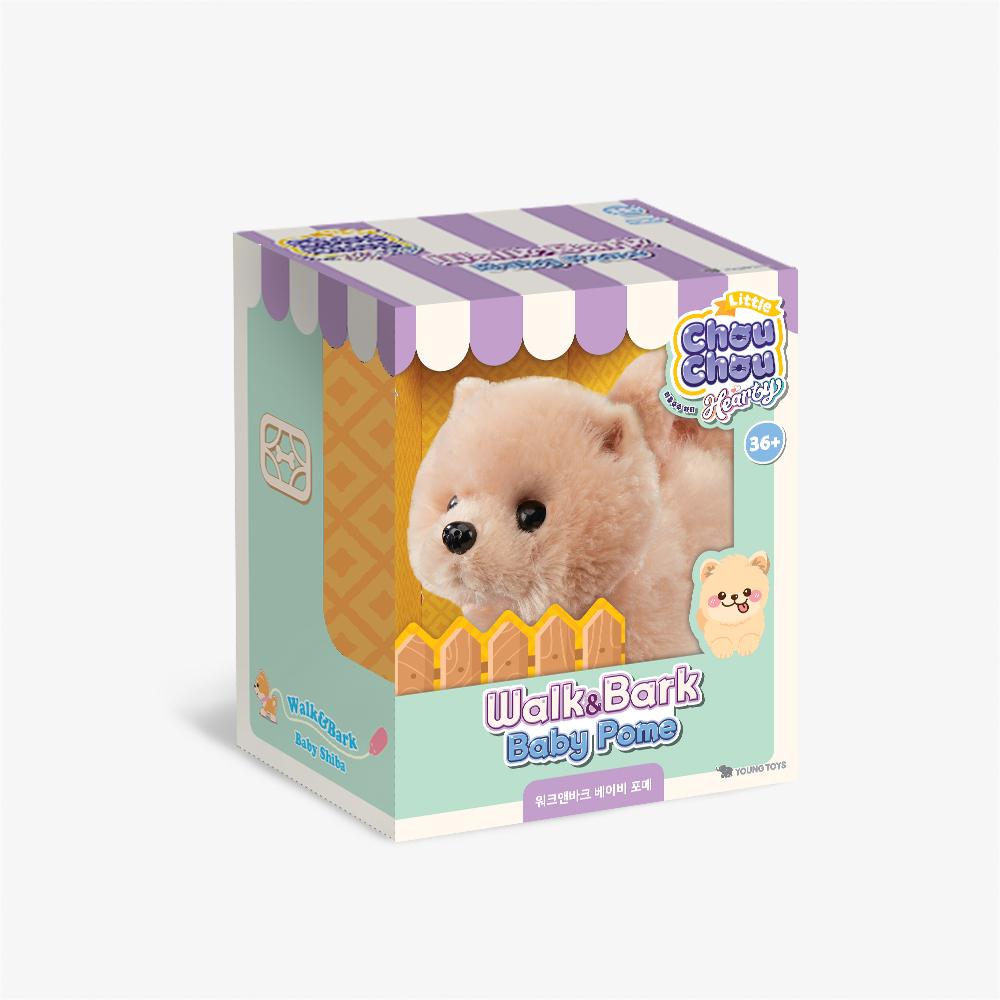 [young toys] Little Chou Chou Hearty Walk & Bark Baby Pomeranian Interactive Plush Puppy