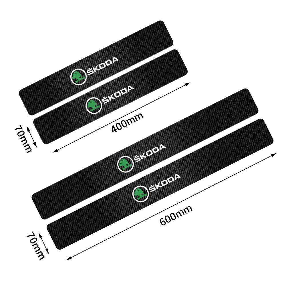 Car Sticker 4PCS Carbon Fiber Car Door Sill Protection Door Sill Anti-Scratch Stickers For Skoda Yeti Octavia A7 A5 Kodiaq Karoq NL6
