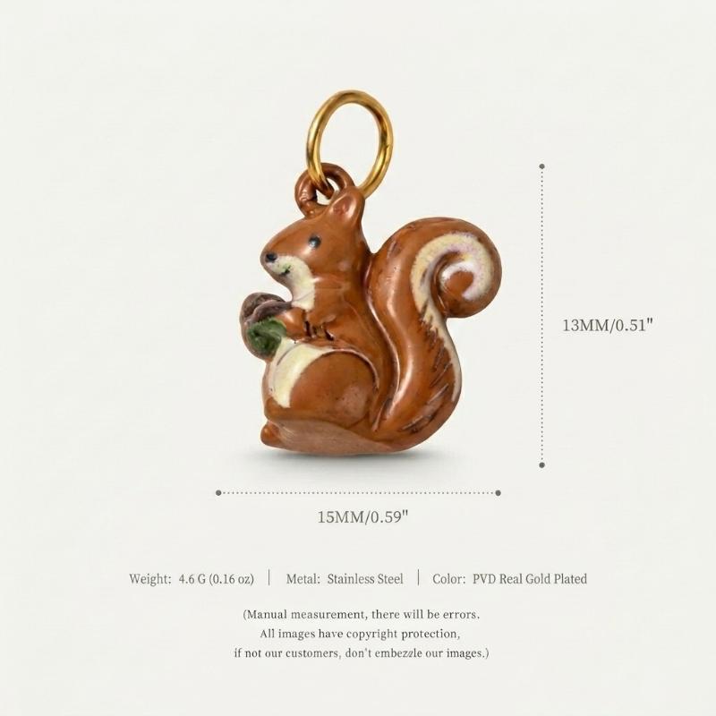 1Pcs Color Preserved Stainless Steel Diy Jewelry Necklace Bracelet Accessories Cartoon Owl Squirrel Hedgehog Charms Pendant