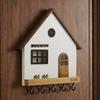 Wooden Wall Mount Key Holder 5-Hook Design House Shape Decorative Hooks Rustic Multi-Purpose Key Rack Bedroom Decorative Shelf