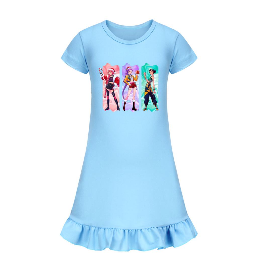 5155 Kids Girls Christmas New Year Mira Zoey Rumi Printed Ruffle Short Sleeves Casual Dress