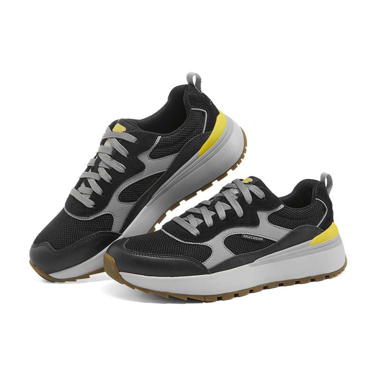 Skechers Heminger Удобные Повседневные Сетчатые Амортизирующие Нескользящие Износостойкие Дышащие Низкие Кроссовки для Марафона Мужские кроссовки 210352-BLK
