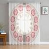 Vintage Clock Colorful Roses Sheer Curtains For Living Room Window Transparent Voile Tulle Curtain Bedroom Drapes Home Decor