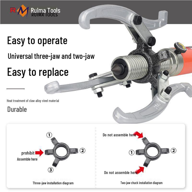 Ruima Premium Hydraulic Two/Three-Jaw Wheel & Bearing Puller Tool