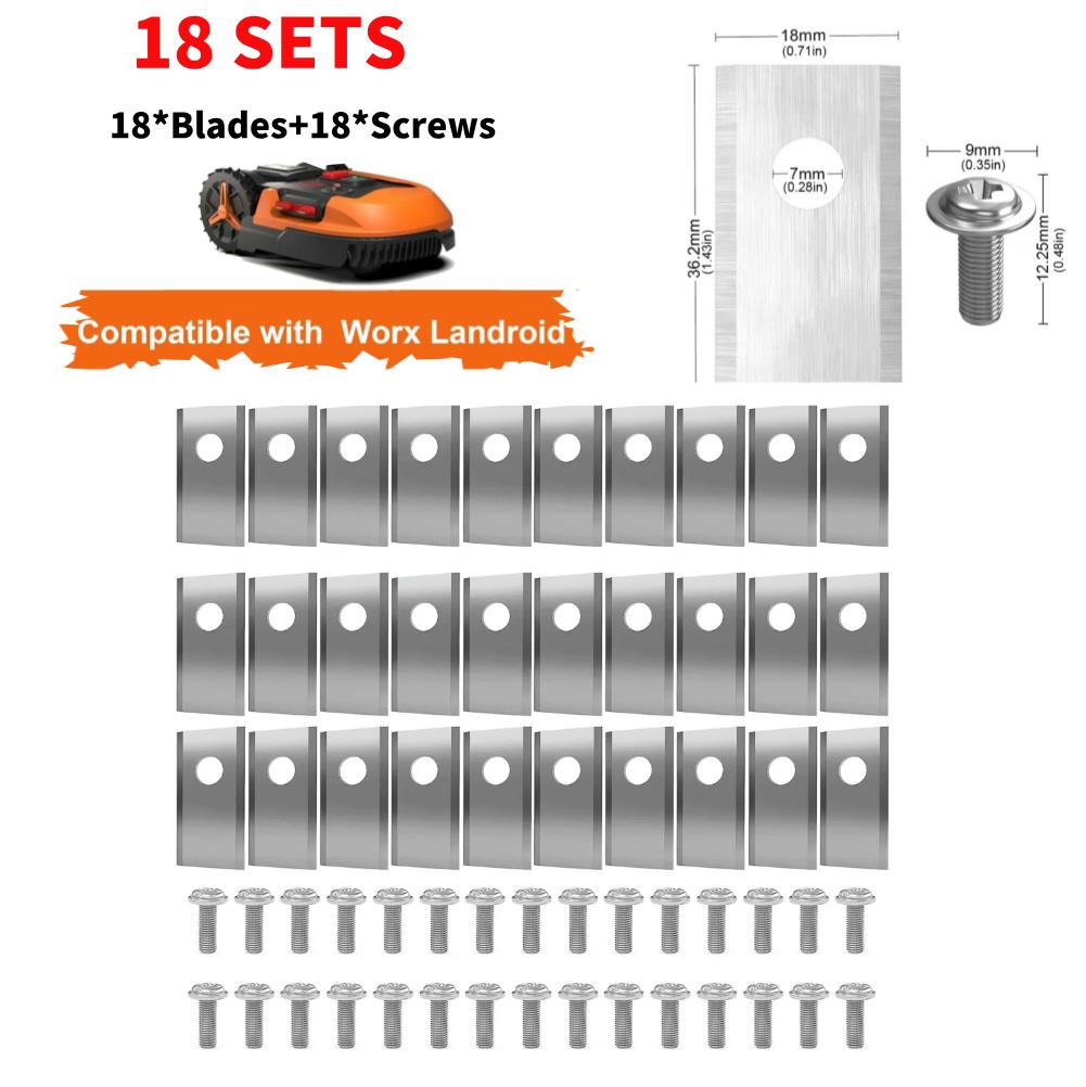 90-18x Набор режущих лезвий для газонокосилки Нержавеющая сталь Одно отверстие Лезвие газонокосилки Комплект винтов для Worx Landroid Газонокосилки