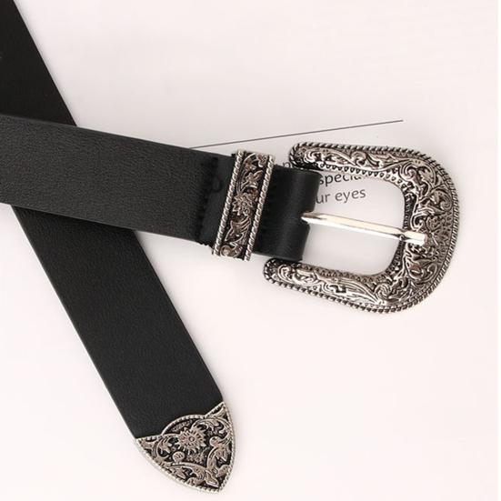 Women Retro Belt Solid Color Faux Leather Waistband Adjustable Length Multi Holes Design Jeans Belt Costume Accessories
