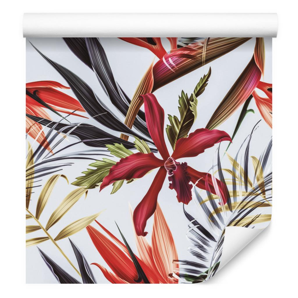 Tropical Flowers and Leaves Wallpaper for Living Room and Bedroom 50x1000