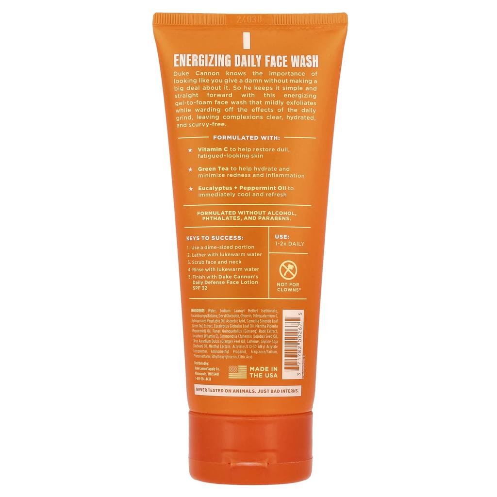 Duke Cannon Supply Co. Energizing Daily Face Wash, 177Ml(6Fl Oz)