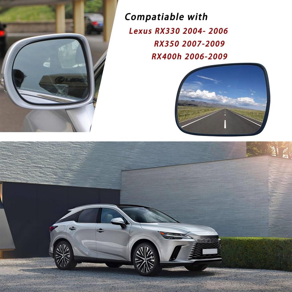 Замена стекла зеркала заднего вида со стороны водителя для Lexus RX330 RX350 RX400H 2004-2009, Электрообогрев, Выпуклое, Наружное, Аксессуары, С