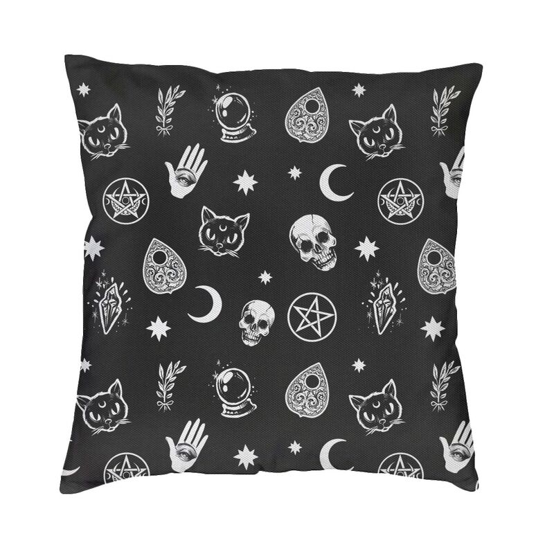 Halloween Witchcraft Witch Cushion Cover Soft Gothic Crow Cat Throw Pillow Case for Sofa Square Pillowcase Bedroom Decoration
