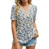 Летний кружевной лоскутный топ с v-образным вырезом для женщин, шифоновые свободные блузки с цветочным принтом и короткими рукавами
