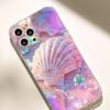 Прозрачный противоударный чехол с рисунком розовой ракушки для iPhone 14-17 Pro Max
