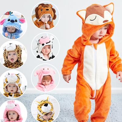 Детский цельный комбинезон с изображением животных, теплый комбинезон больших размеров, детский фланелевый комбинезон, комбинезон