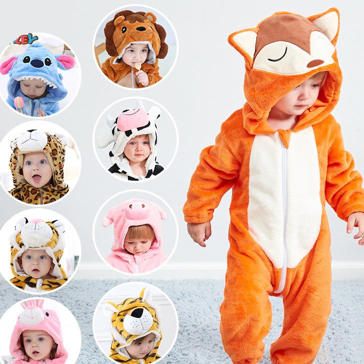 Children's Animal One-piece Romper Baby Plus Size Warm Romper Baby Flannel Romper Jumpsuit