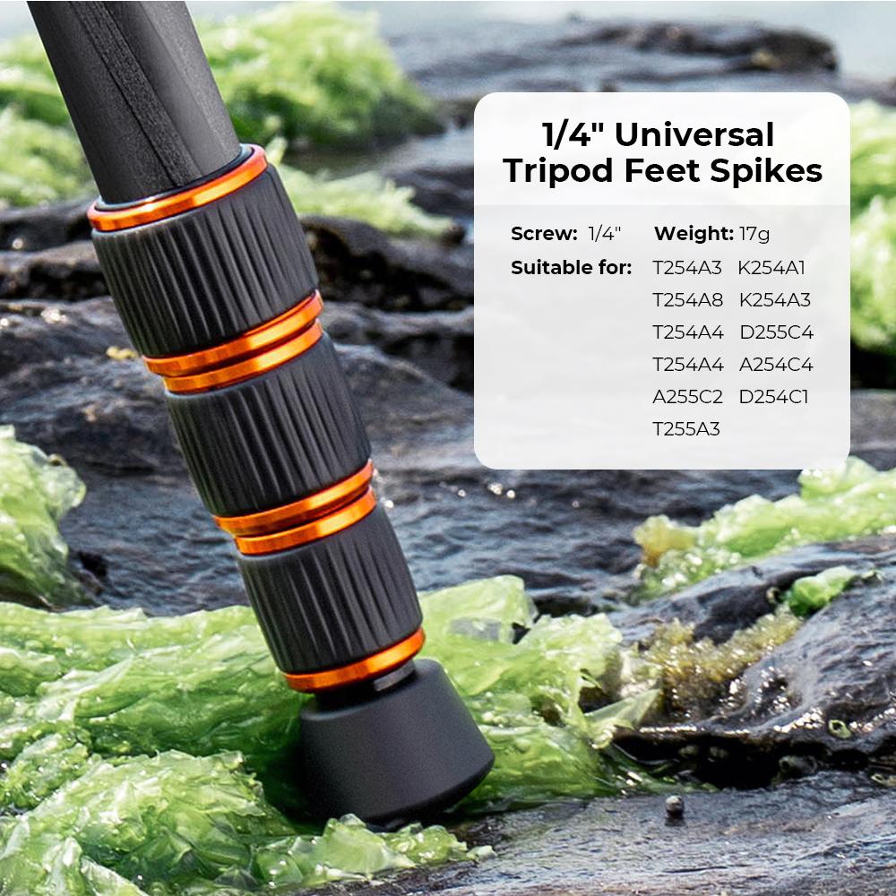 K&F CONCEPT 3Pcs Tripod Foot Spikes Set 1/4 Inch Thread Rubber Anti-Slip Tripod Monopod Legs Feet Replacement Parts