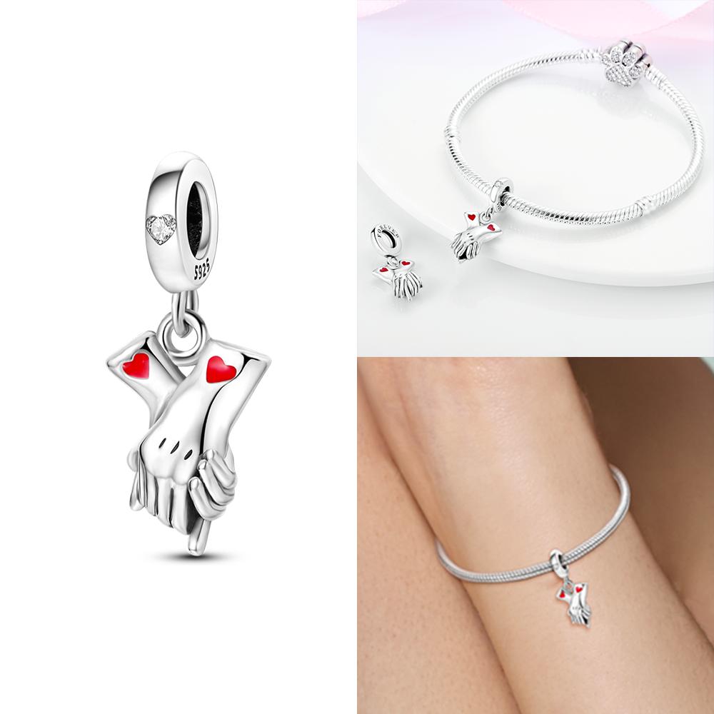 New Silver 925 Angel Sculpture Charms Heart Beads Fit Bracelet for Women Jewelry Party Beads DIY Fine Jewelry Gifts