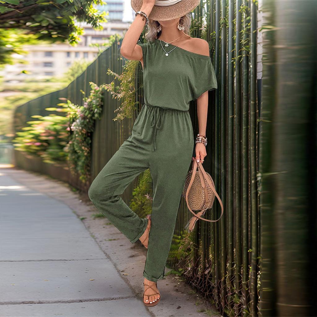 Женские летние повседневные однотонные комбинезоны с плечами