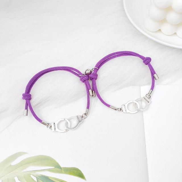 2шт Магнитный Парный Браслет Наручники Braclet Регулируемый Соответствующий Браслет Влюбленных Подарок На День Святого Валентина Пара Brazalete