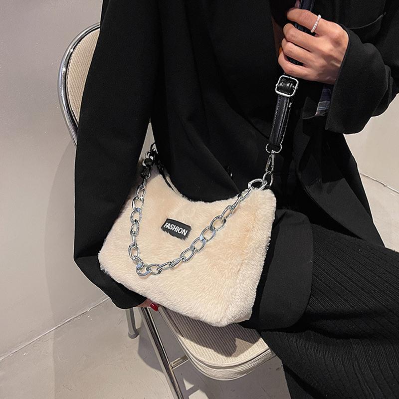 Зимняя сумка на плечо из искусственного меха, модные сумки кроссбоди с анималистичными принтами для женщин, дизайнерские женские сумки с цепочкой, сумки под мышкой CLE