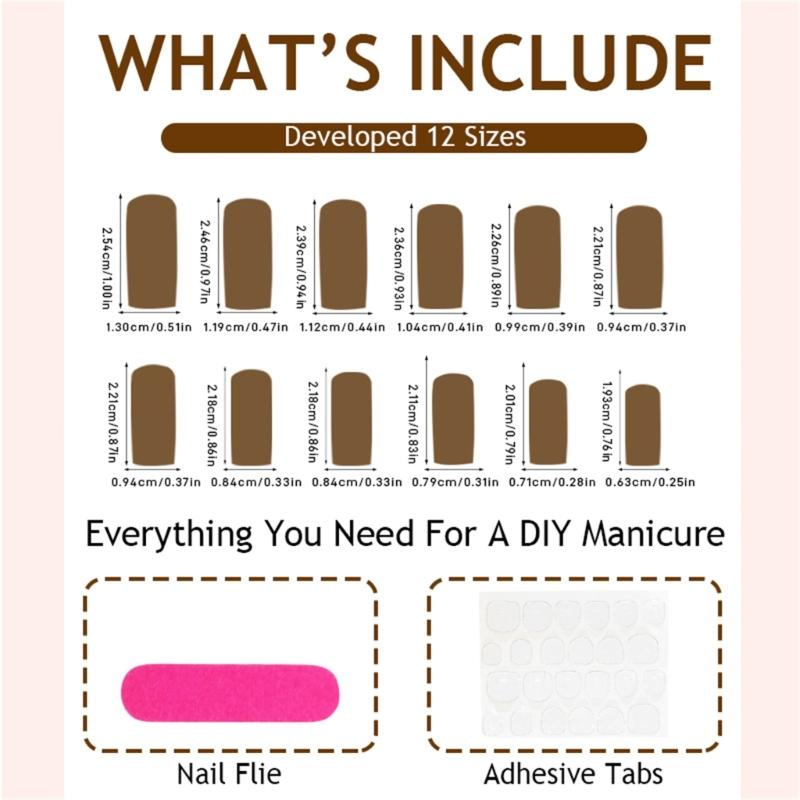 Средняя длина Накладные ногти Полное покрытие Акриловые ногти с матовым цветочным дизайном Легкое нанесение для элегантного маникюра 24 шт.