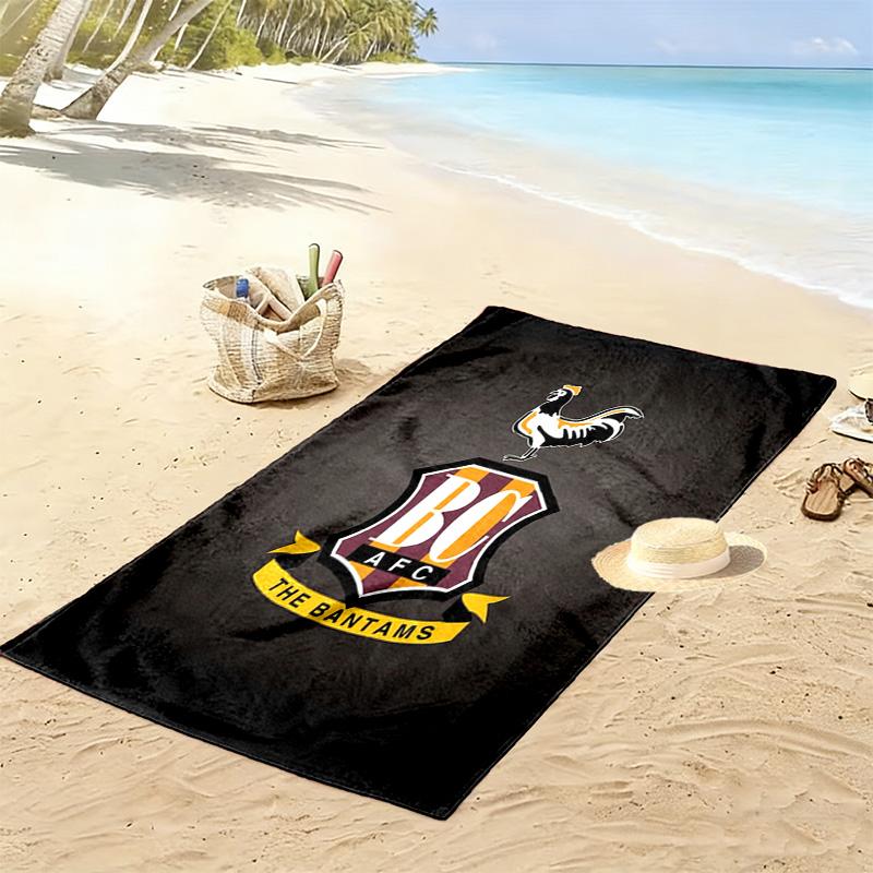 Пляжное полотенце Bradford City AFC, Большое, Мягкое, Быстросохнущее, для Пляжа, Кемпинга, Плавания