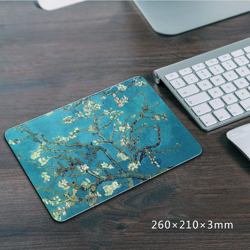 210*260*3mm Mouse Pad Non-Slip Office Tables Desk Mat Oil Painting Style Mouse Carpet Rubber Base Desktop Pad