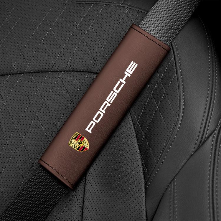 Car Seat Belt Shoulder Cover Safety Breathable Protective Pads For Porsche Cayenne Panamera Macan Boxster Cayman 718 911 Sticker sedn90