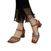 French Retro Thick Heeled Women's Casual Sandals 2024 Summer New Flat Buckle Lightweight Versatile Women Mid Heel High Heels
