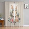 Тюлевые шторы с пасхальным кроликом и цветами для гостиной, прозрачные занавески для спальни, кухни, жалюзи, вуаль, шторы