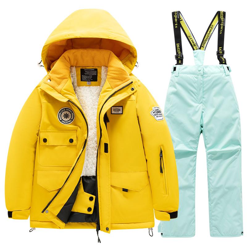 Winter Children's Skiing Suit for Boys and Girls, Windproof Waterproof Thick Coat for Warmth and Snow Playing Equipment