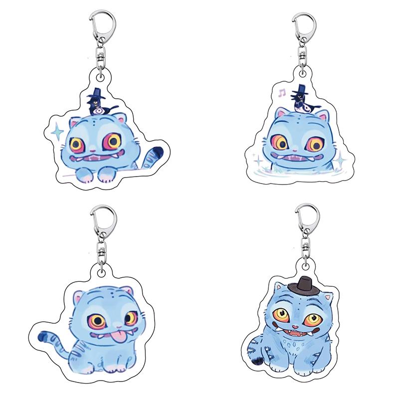 4Pcs/Set Anime Movie Kpop Demon Hunters Tiger Acrylic Pendant Keyring Jewelry Backpack Decorations Halloween Props Gift