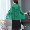 Women's Spring Summer Thin Lace Cardigan Long-sleeved Jacket Shawl Plus Size Outer Matching Skirt Top