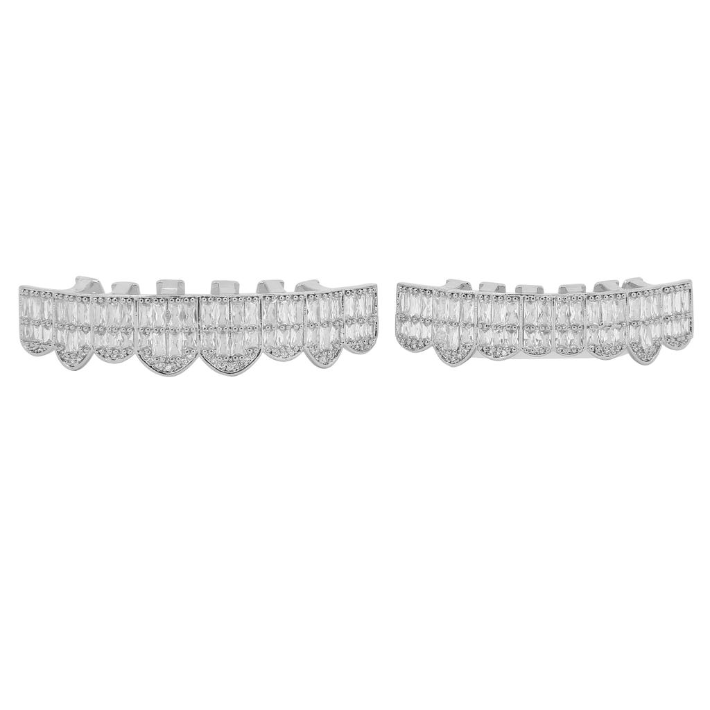 GoldPlated Brass Hip Hop False Teeth Set Halloween Festival Teeth Decoration Brace(Gold )