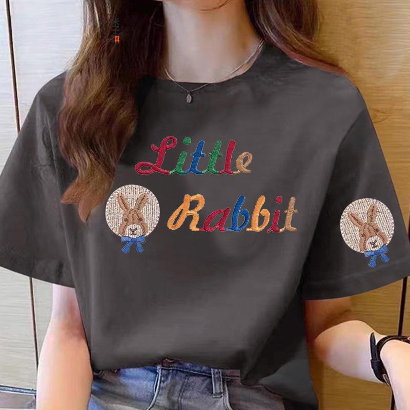 VEZFAA Женские модные повседневные летние весенние блузки и рубашки с круглым вырезом с короткими рукавами