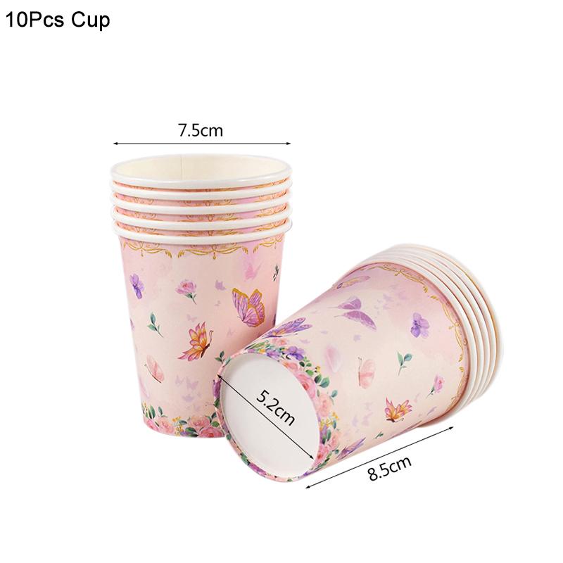 Розовые бабочки одноразовый набор посуды бумажные тарелки стаканы скатерть для девочек тема бабочек украшения для дня рождения