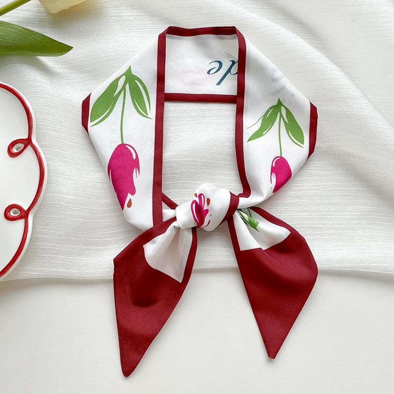 Long Silk Scarf, High-end New Versatile Hair Tie Streamer, Atmosphere Ribbon, Spring and Summer Decorative Scarf, Tied Bag Streamer