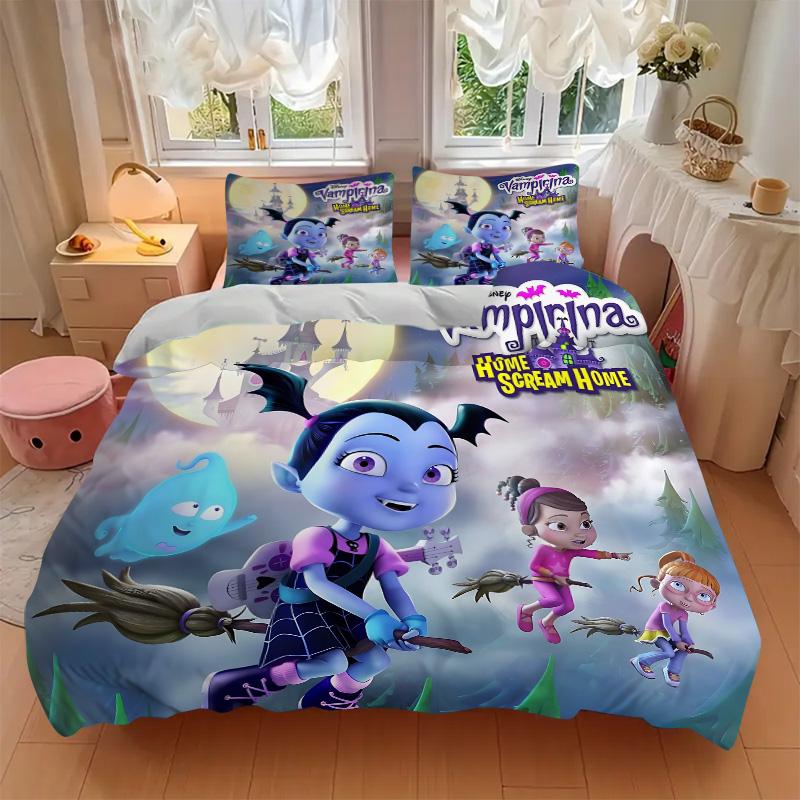 Vampirina'S Halloween Adventure Print 3Pcs Bedding Setduvet Cover With 2 Bedropillowcase Home Birthday Gift