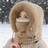 Зимняя шапка для езды для женщин, капюшон, шарф, маска и защита ушей, толстая, теплая, ветрозащитная, для электросамоката, для езды на велосипеде на открытом воздухе, тепло