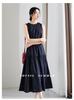 Cotton round neck sleeveless vest dress for 2026 summer, loose and casual, over the knee slimming and long skirt