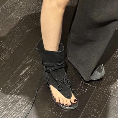 Версия из овчины~ нишевые шлепанцы с перемычкой для женской уличной одежды весна и лето новые сандалии на плоской подошве крутые ботинки