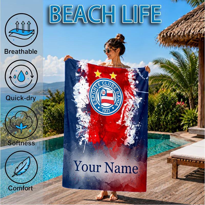 Custom Name Beach Towel Esporte Clube Crest Soft and Quick-drying Beach Towel, Suitable for Travel, Swimming Pool, Gym, Yoga, Gifts